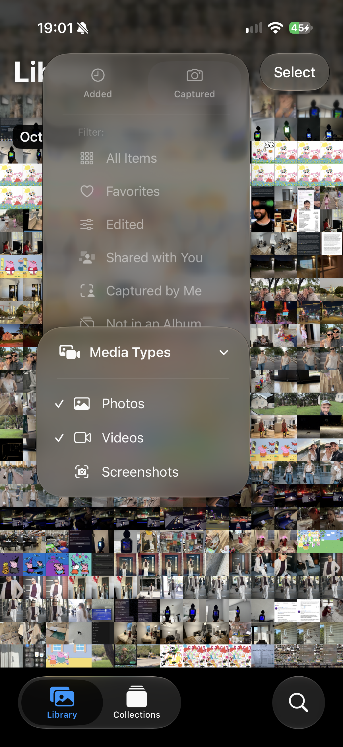 Checkmarks beside Photos and Videos, with Screenshots unchecked in the Media Types filter